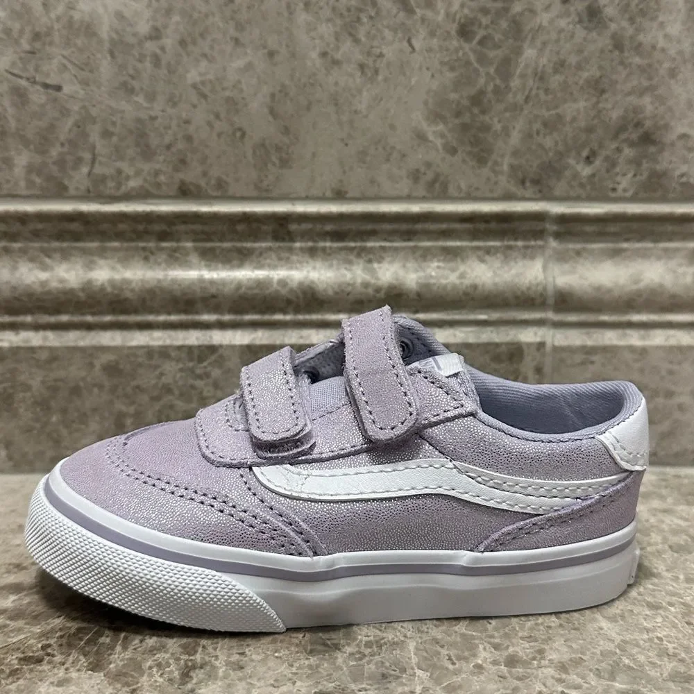 Vans Brooklyn Lifestyle Shoes Canvas NEW Kids Size 8 Purple Shimmer Velcro